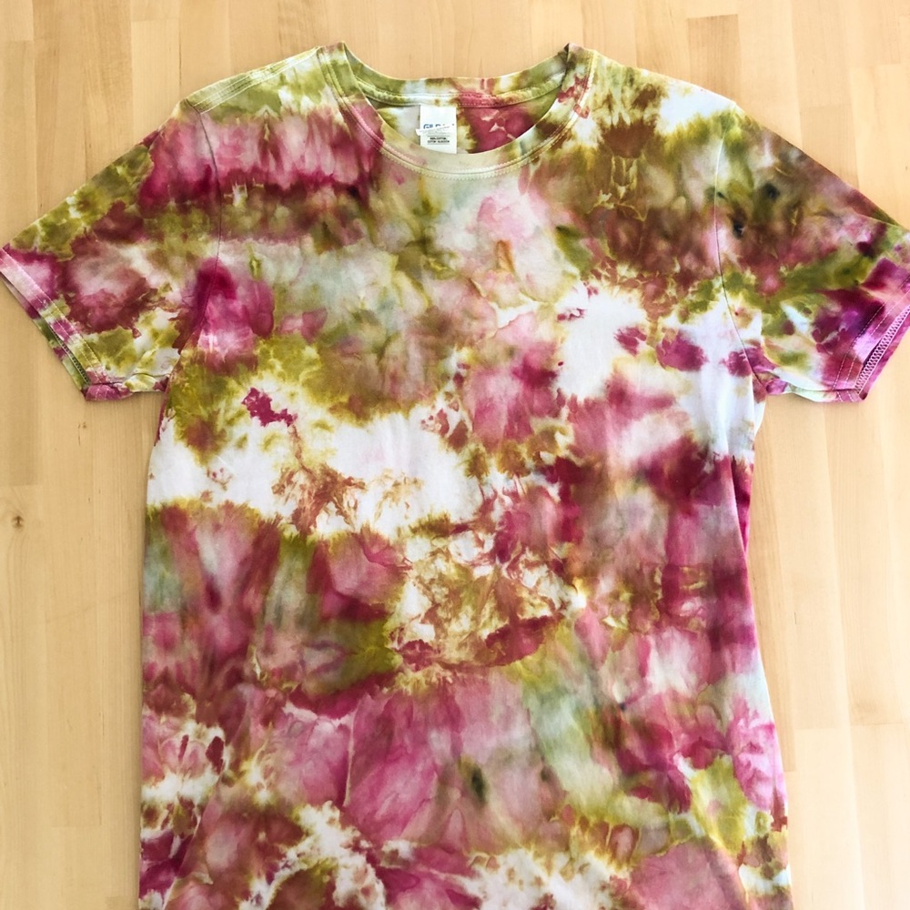 New Green and Pink Tie Dye Tee by Dye Trying Co.